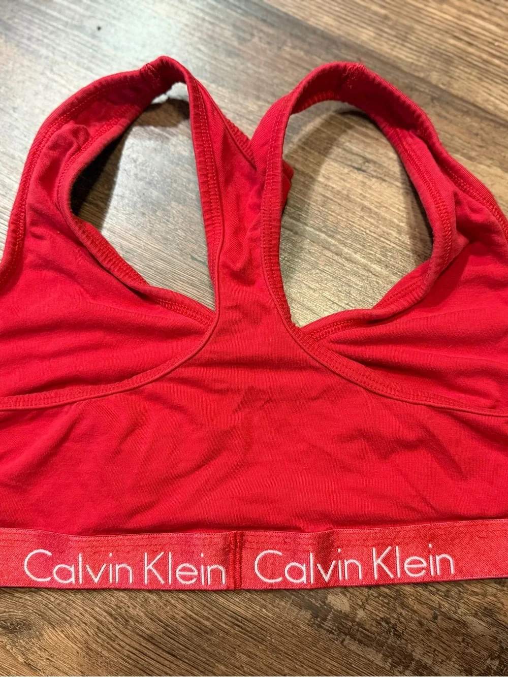Calvin Klein Red Racerback Logo Bralette